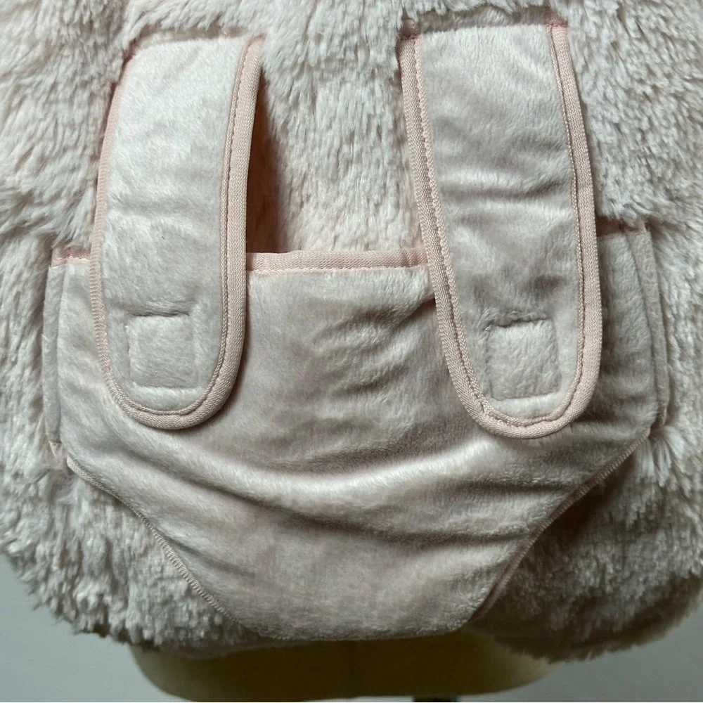 BABY & CHILD pink fuzzy kid's backpack w/ ride along for a plush buddy